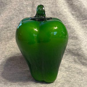 Art Glass Hand Blown Murano Style Green Bell Pepper